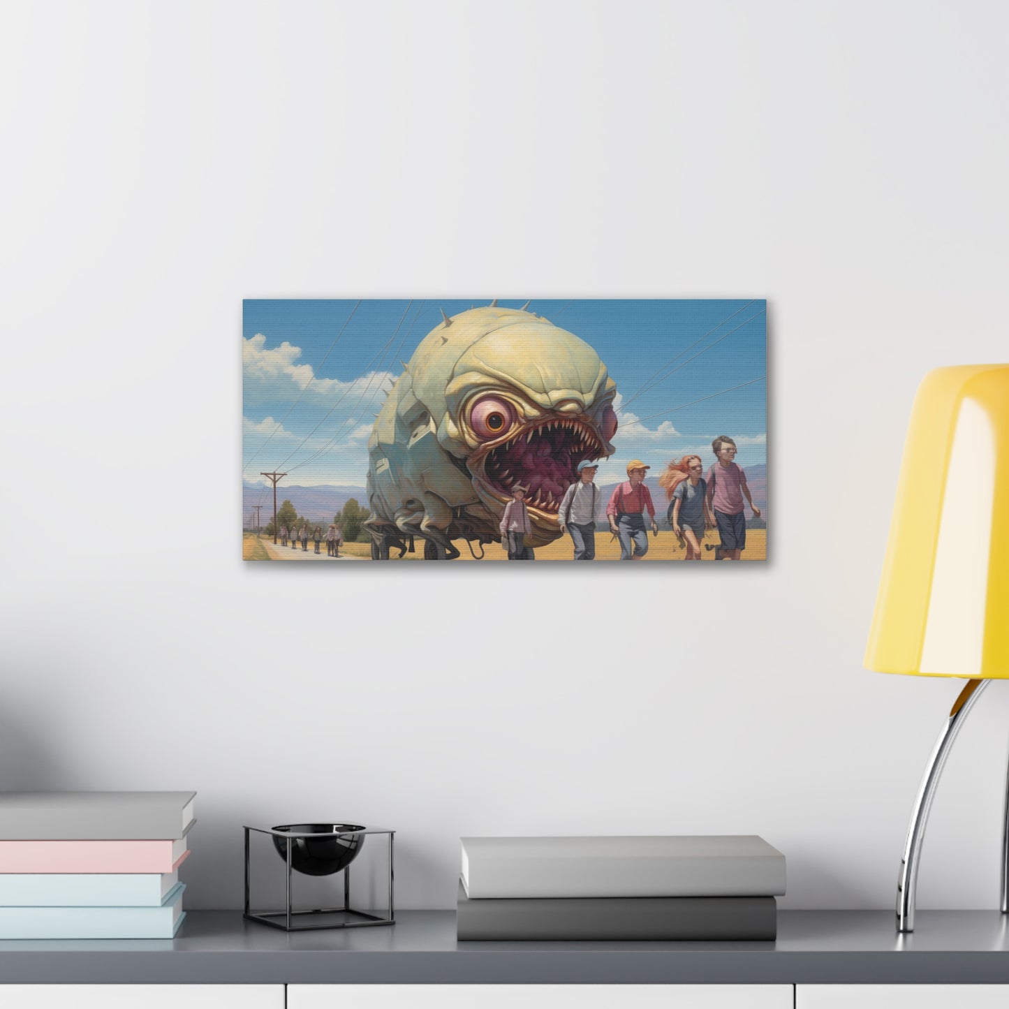 Sinister Pursuit in the Mechanized Countryside - Canvas Gallery Wraps