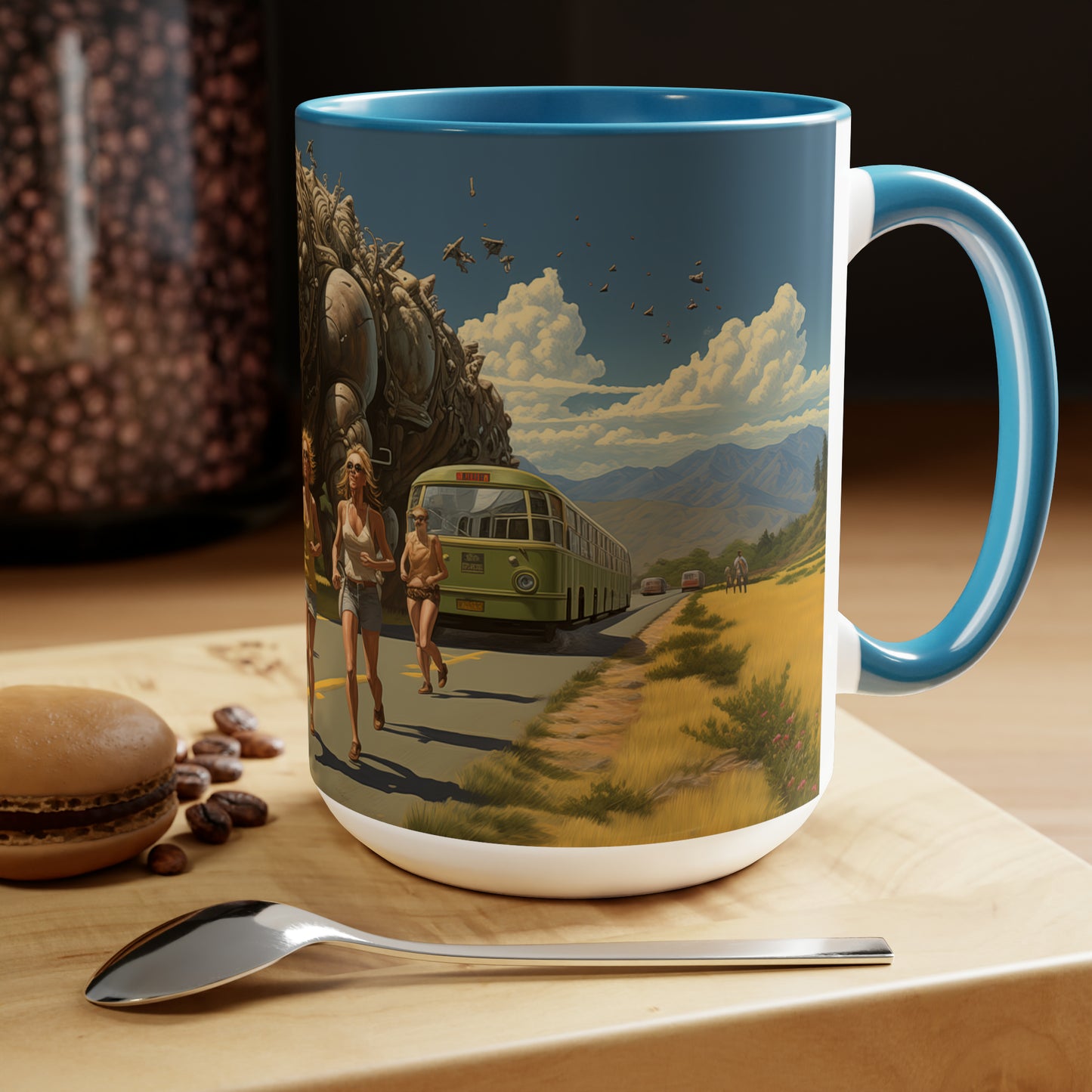 A Monster Chase in the Countryside - Two-Tone Coffee Mugs, 15oz