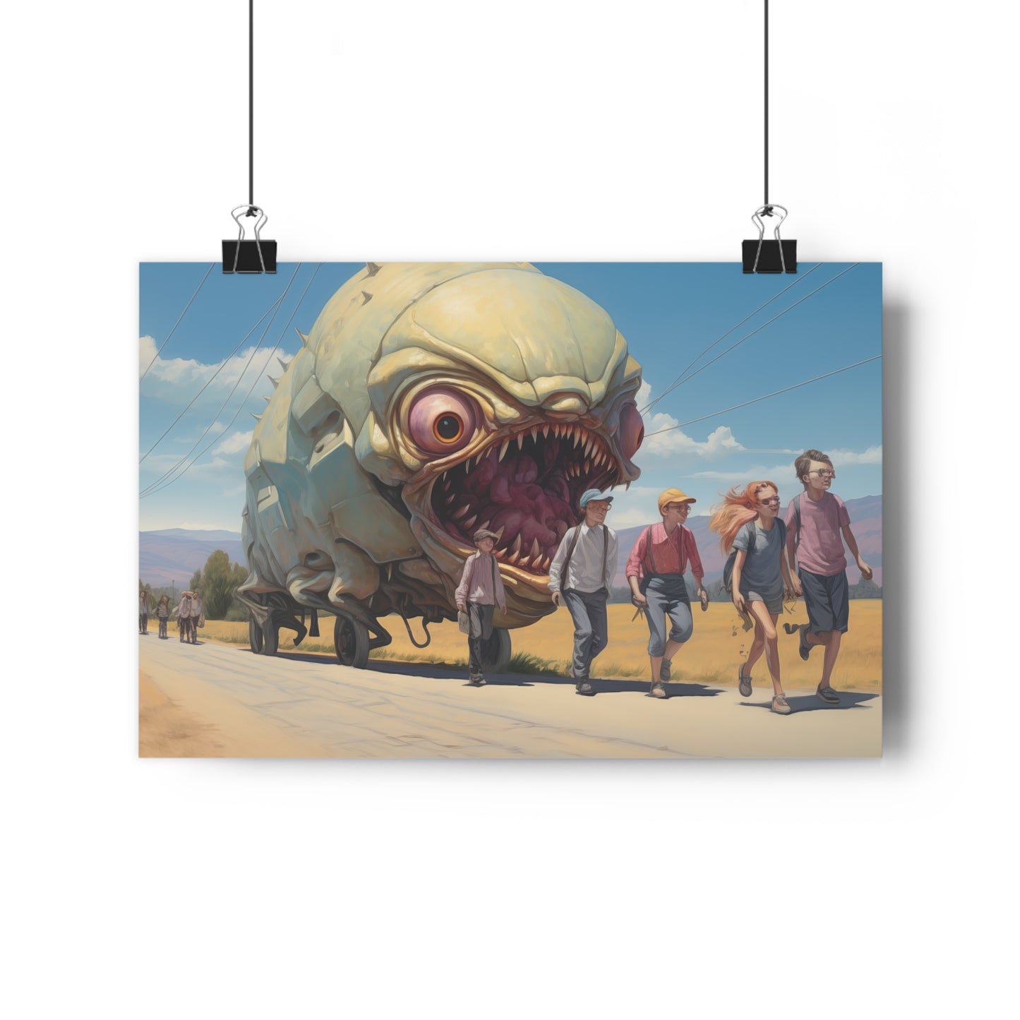 Sinister Pursuit in the Mechanized Countryside - Giclée Art Print