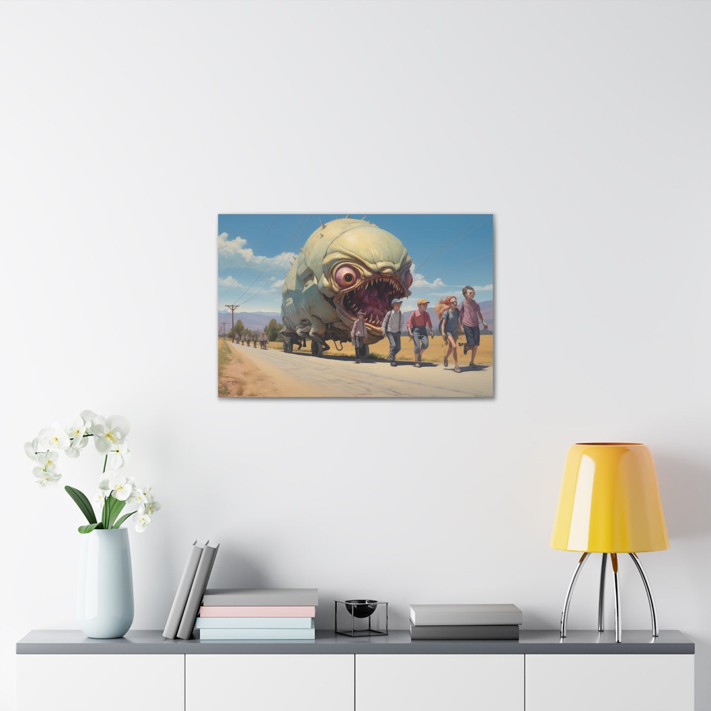 Sinister Pursuit in the Mechanized Countryside - Canvas Gallery Wraps