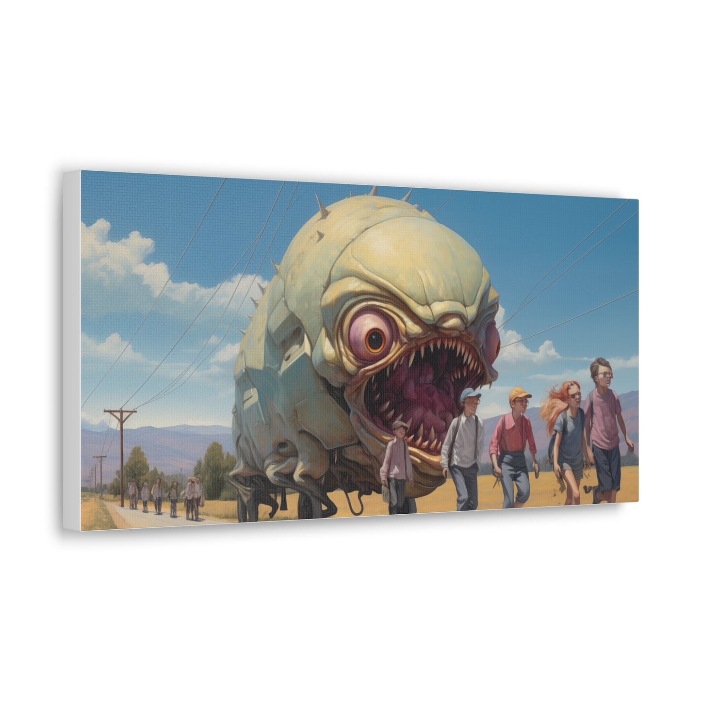 Sinister Pursuit in the Mechanized Countryside - Canvas Gallery Wraps