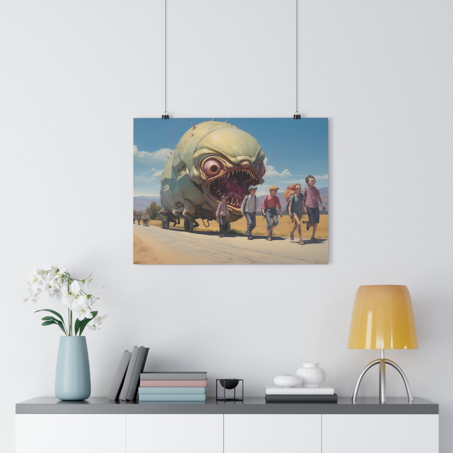 Sinister Pursuit in the Mechanized Countryside - Giclée Art Print