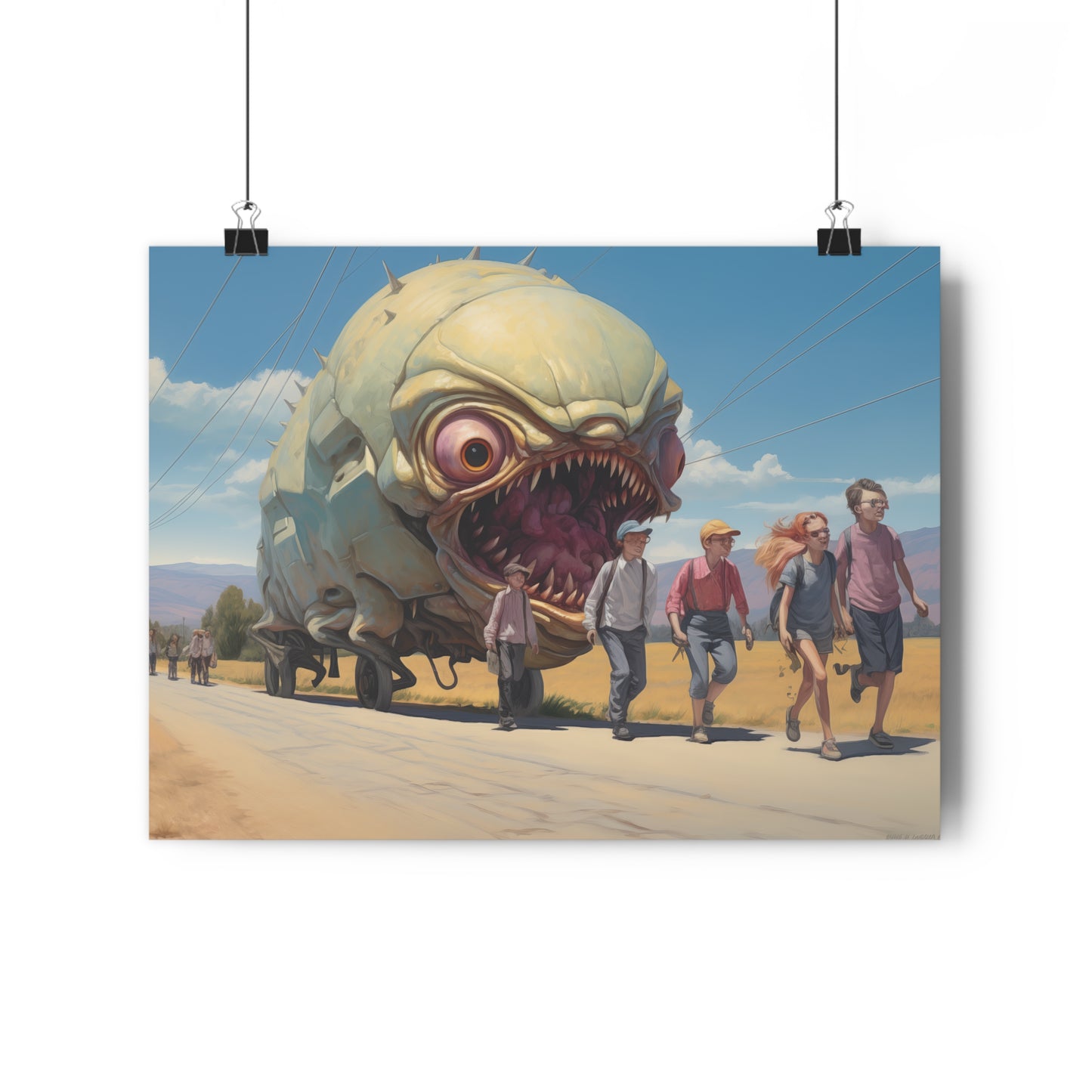 Sinister Pursuit in the Mechanized Countryside - Giclée Art Print