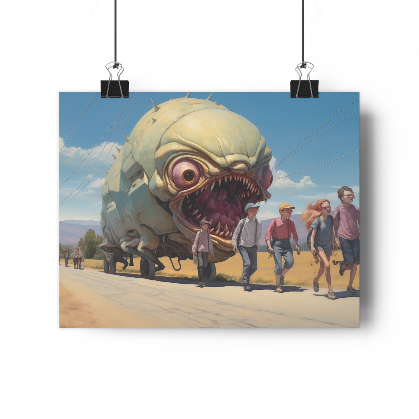 Sinister Pursuit in the Mechanized Countryside - Giclée Art Print