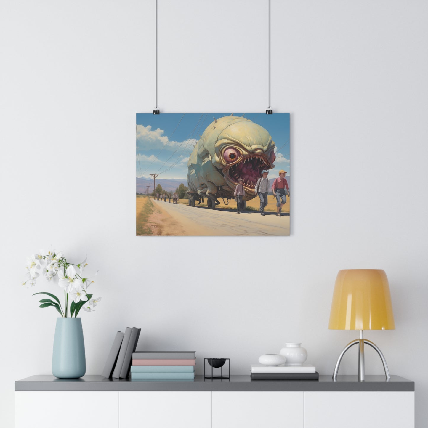 Sinister Pursuit in the Mechanized Countryside - Giclée Art Print