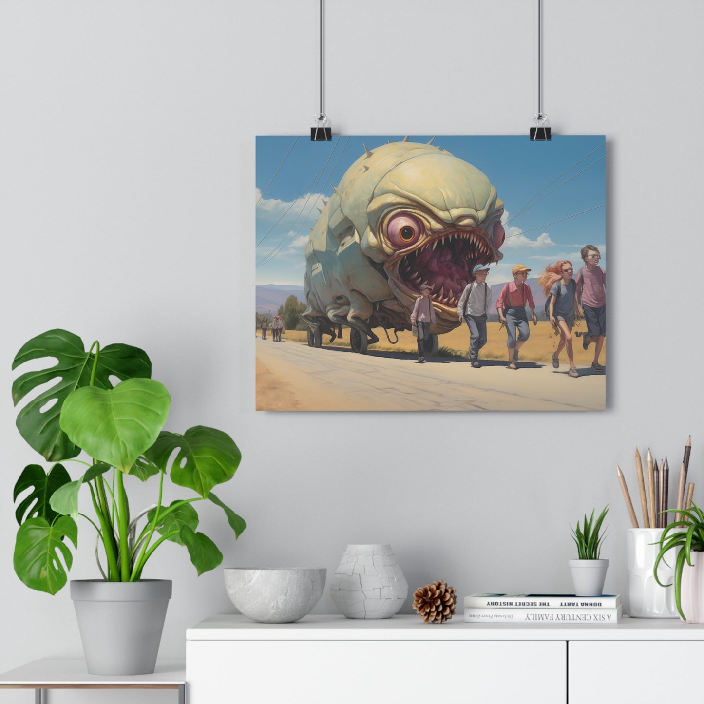 Sinister Pursuit in the Mechanized Countryside - Giclée Art Print