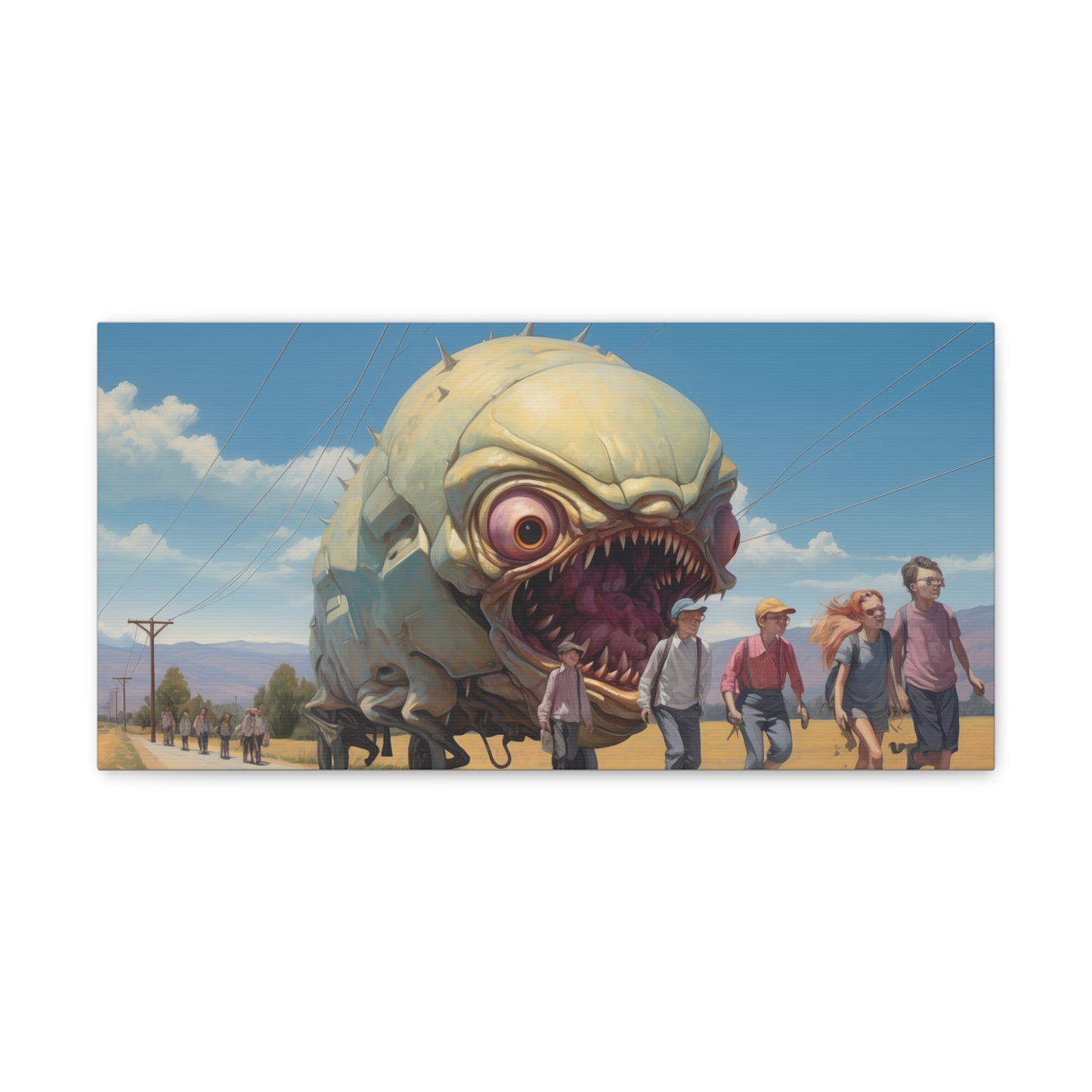 Sinister Pursuit in the Mechanized Countryside - Canvas Gallery Wraps