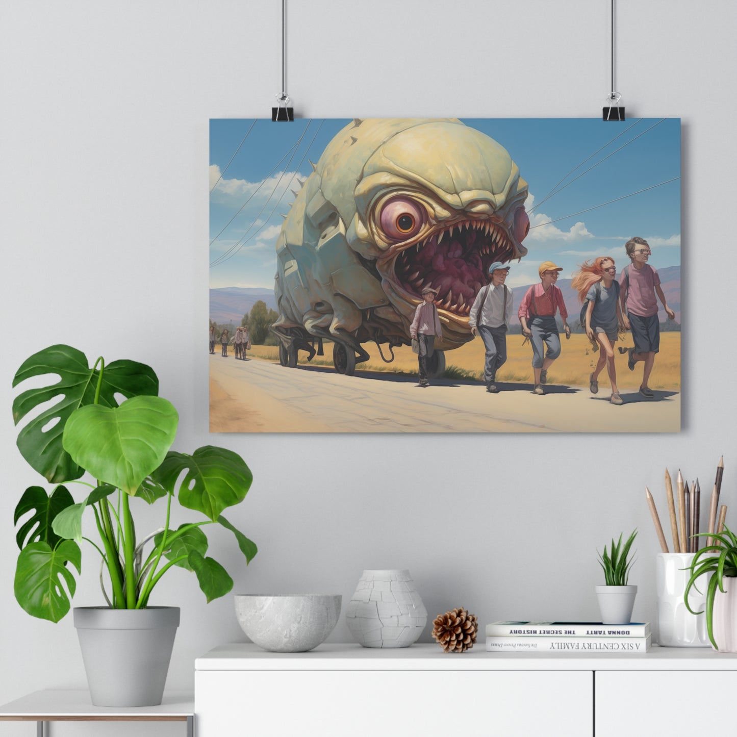 Sinister Pursuit in the Mechanized Countryside - Giclée Art Print