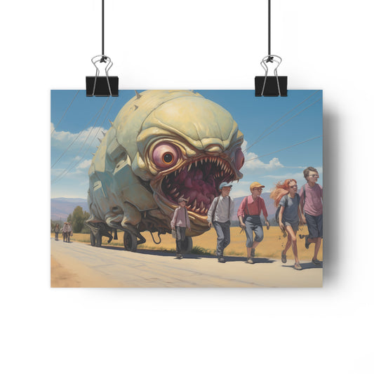 Sinister Pursuit in the Mechanized Countryside - Giclée Art Print