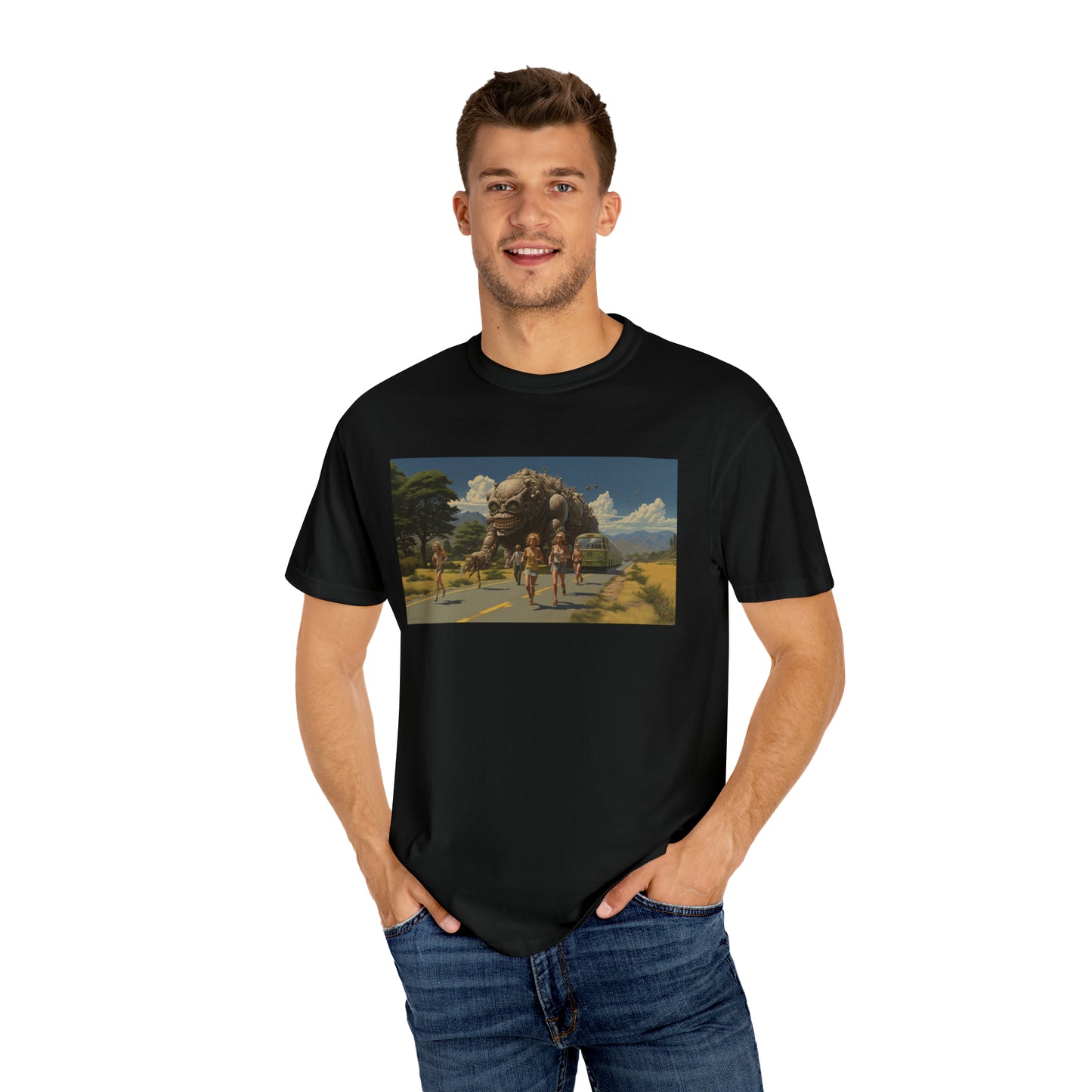 A Monster Chase in the Countryside - Unisex Garment-Dyed T-shirt