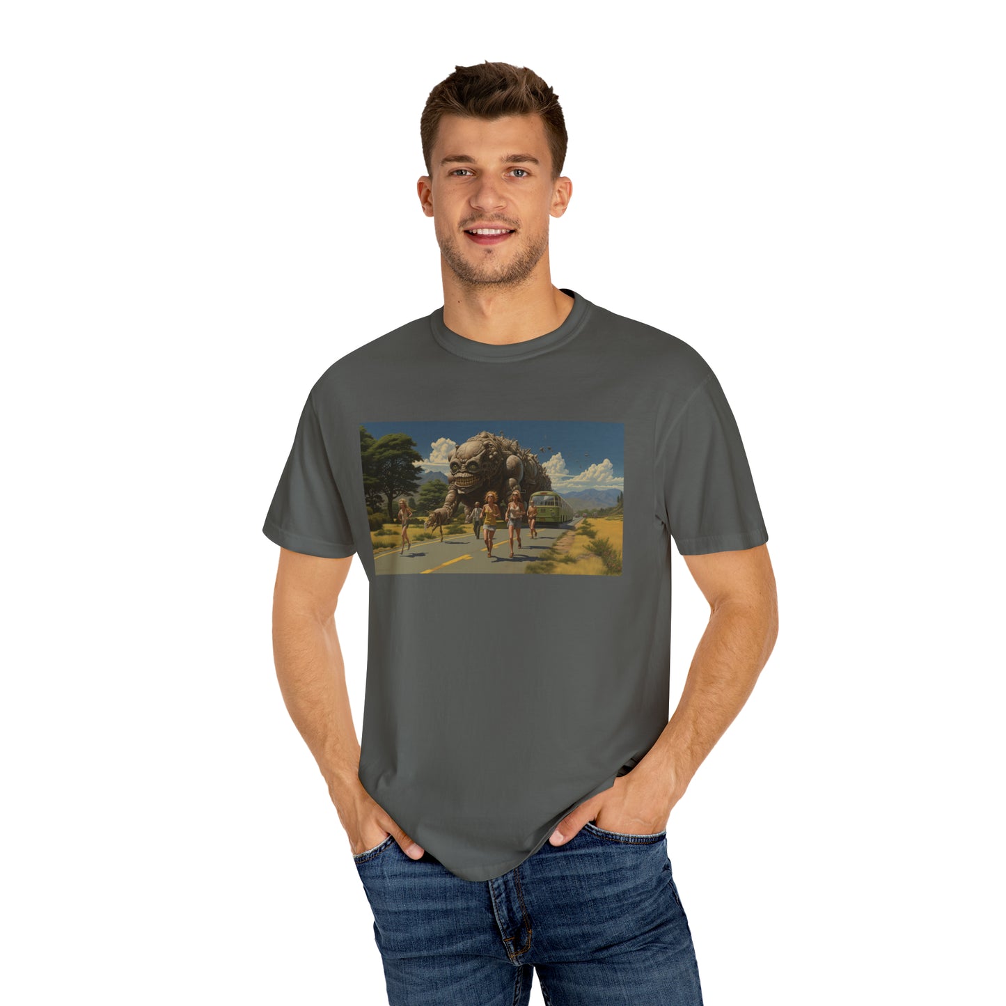 A Monster Chase in the Countryside - Unisex Garment-Dyed T-shirt