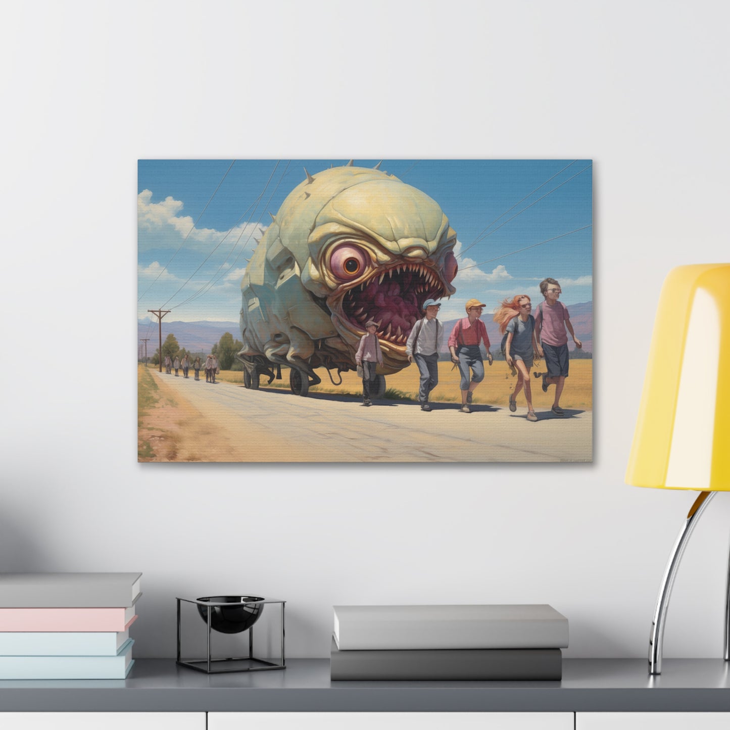 Sinister Pursuit in the Mechanized Countryside - Canvas Gallery Wraps