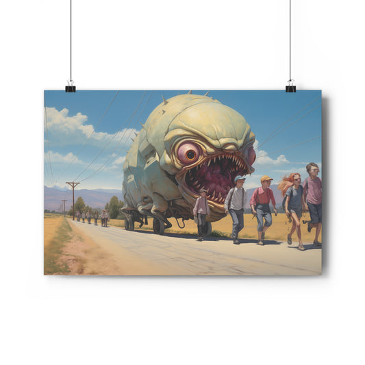 Sinister Pursuit in the Mechanized Countryside - Giclée Art Print