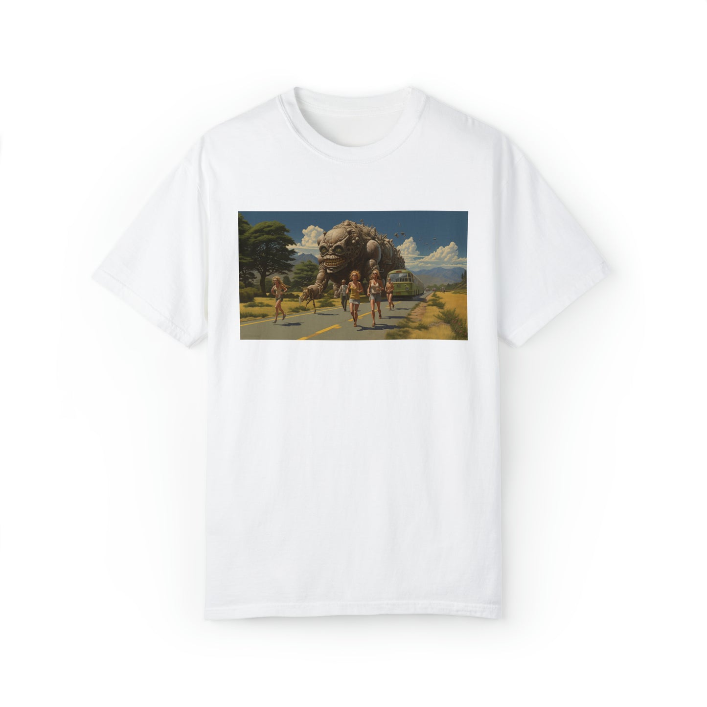 A Monster Chase in the Countryside - Unisex Garment-Dyed T-shirt