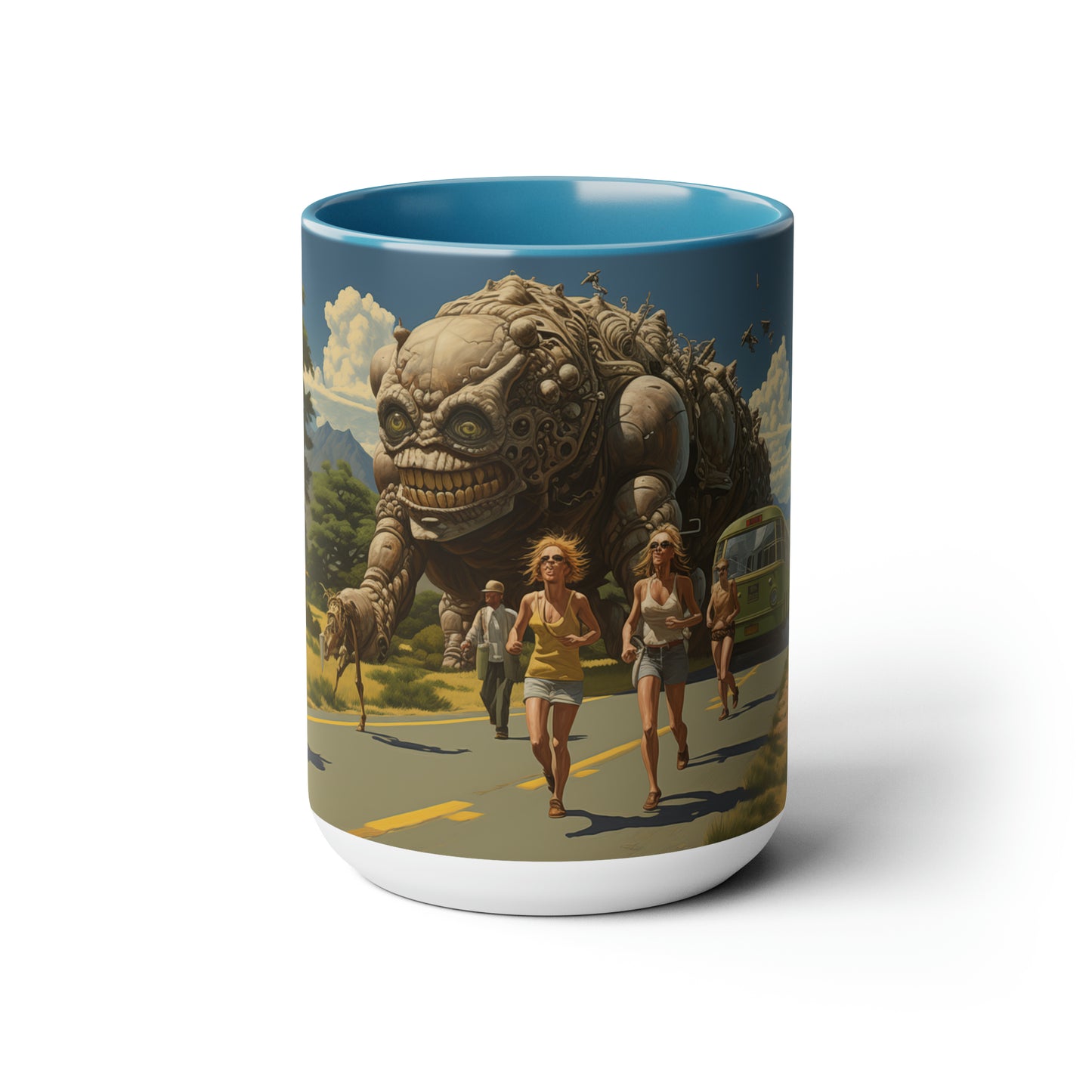 A Monster Chase in the Countryside - Two-Tone Coffee Mugs, 15oz