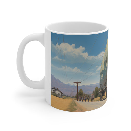 Sinister Pursuit in the Mechanized Countryside - Ceramic Mug 11oz